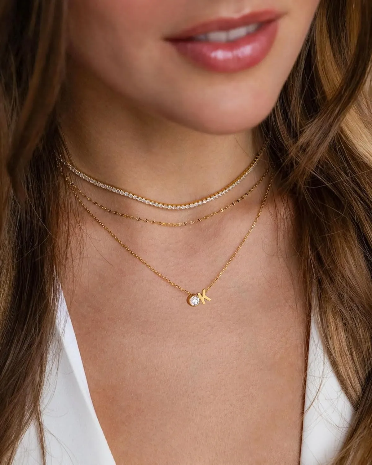 Gold Diamond Initial Necklace for Women Dainty 18K Gold Plated Letter A-Z Pendant Necklace Stackable Tiny Initial Choker Necklaces Jewelry Gifts for Women