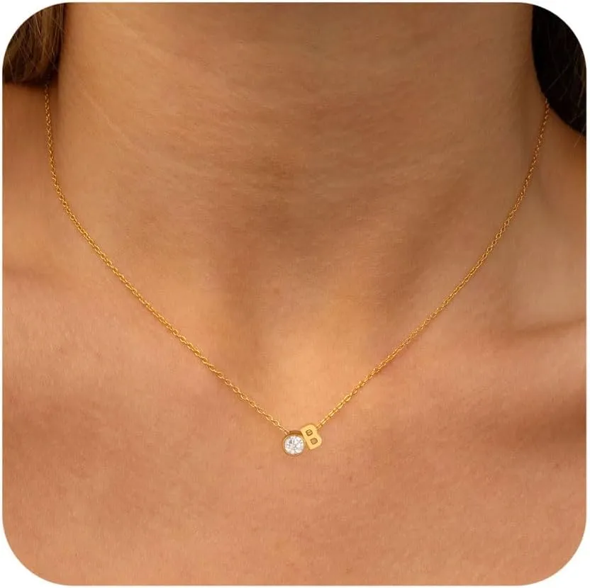 Gold Diamond Initial Necklace for Women Dainty 18K Gold Plated Letter A-Z Pendant Necklace Stackable Tiny Initial Choker Necklaces Jewelry Gifts for Women