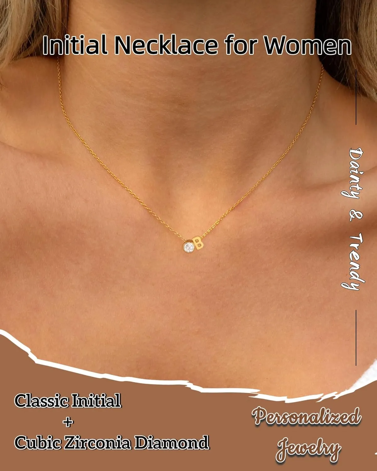 Gold Diamond Initial Necklace for Women Dainty 18K Gold Plated Letter A-Z Pendant Necklace Stackable Tiny Initial Choker Necklaces Jewelry Gifts for Women