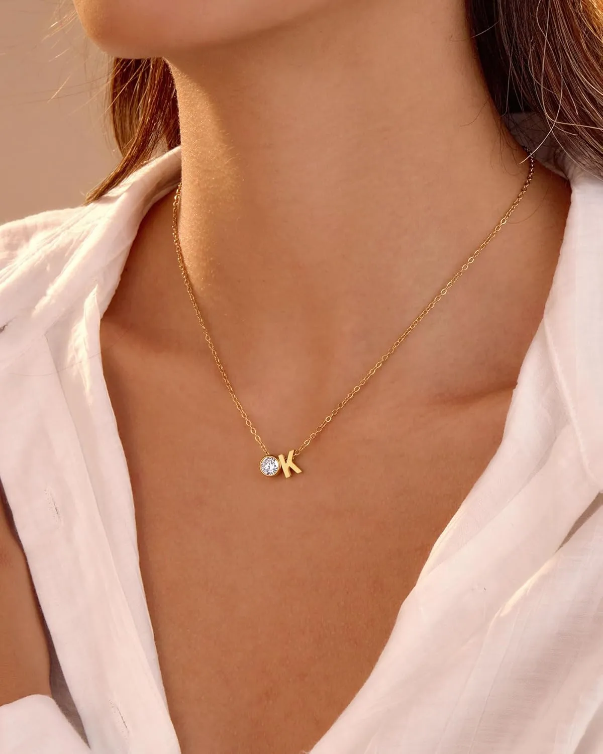Gold Diamond Initial Necklace for Women Dainty 18K Gold Plated Letter A-Z Pendant Necklace Stackable Tiny Initial Choker Necklaces Jewelry Gifts for Women