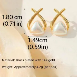 gold earrings for women -Stylish Gold-Plated Pearl Earrings,Hypoallergenic Women's Stud & Dangle EarringsIdeal for Women Gifts