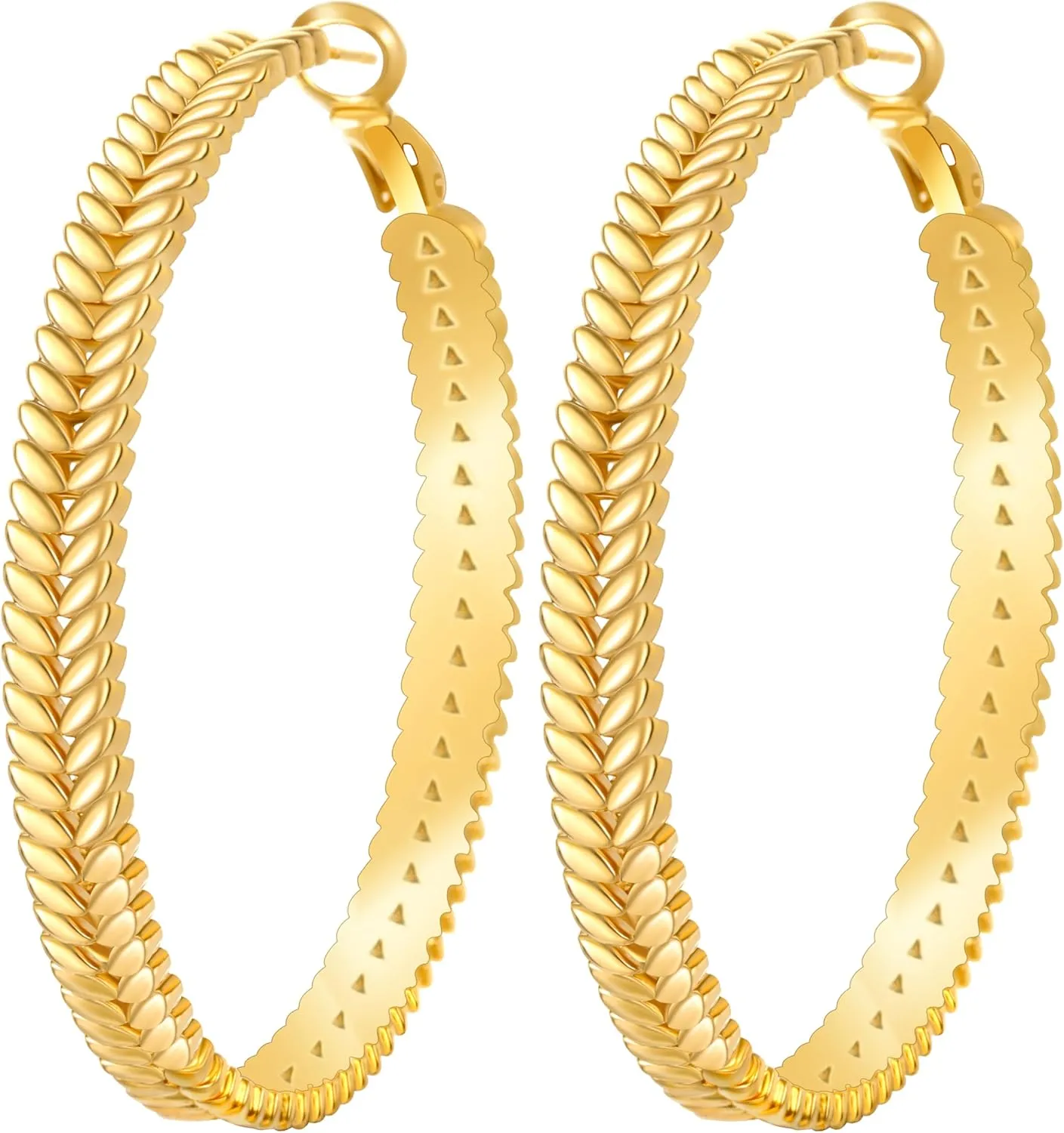 Gold Hoop Earrings for Women, 925 Sterling Silver Post Chunky Gold Hoops for Women, Gold Plated Hypoallergenic Dangle Earrings Jewelry for Women Trendy