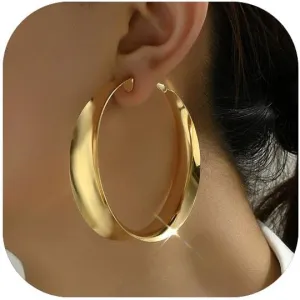Gold Hoop Earrings for Women Trendy Gold Plated Huggie Hoop Earrings Chunky Gold Earrings Statement Earrings Prom Jewelry Gift