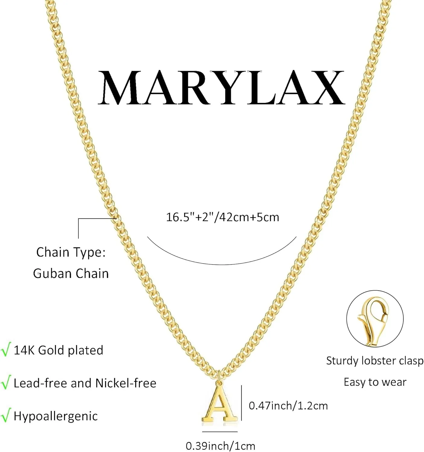Gold Initial Necklaces for Women, Dainty 14K Gold Letter Necklace Cute Tiny A-Z Letter Pendant Personalized Monogram Name Necklace for Women Trendy Fashion Jewelry Gift for Her