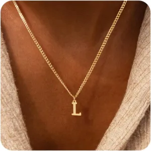 Gold Initial Necklaces for Women, Dainty 14K Gold Letter Necklace Cute Tiny A-Z Letter Pendant Personalized Monogram Name Necklace for Women Trendy Fashion Jewelry Gift for Her