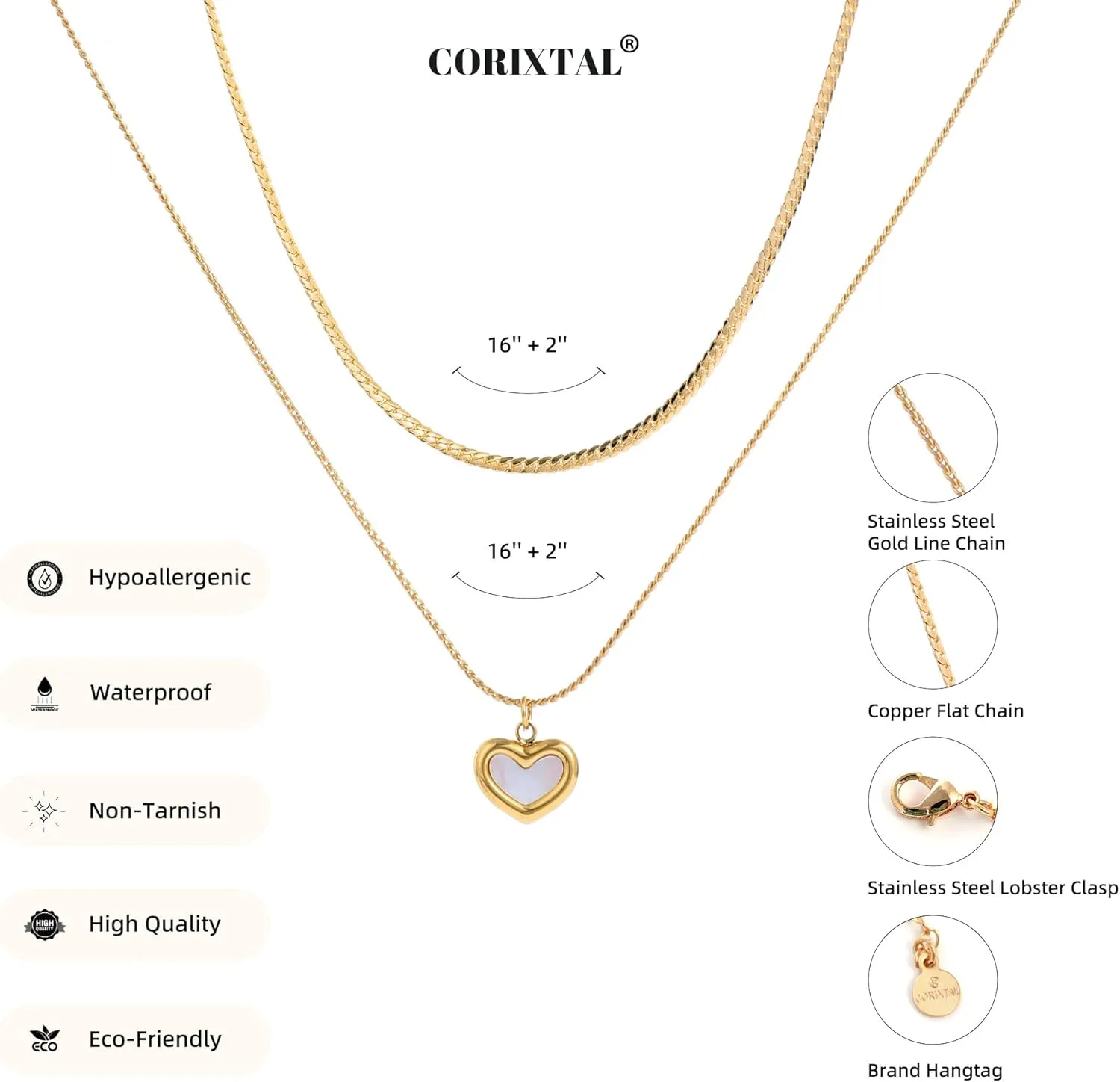 Gold Layered Necklace for Women Dainty 14K Clover Heart Butterfly Flower Small Pendant Choker Necklace, Fashion Jewelry for Women