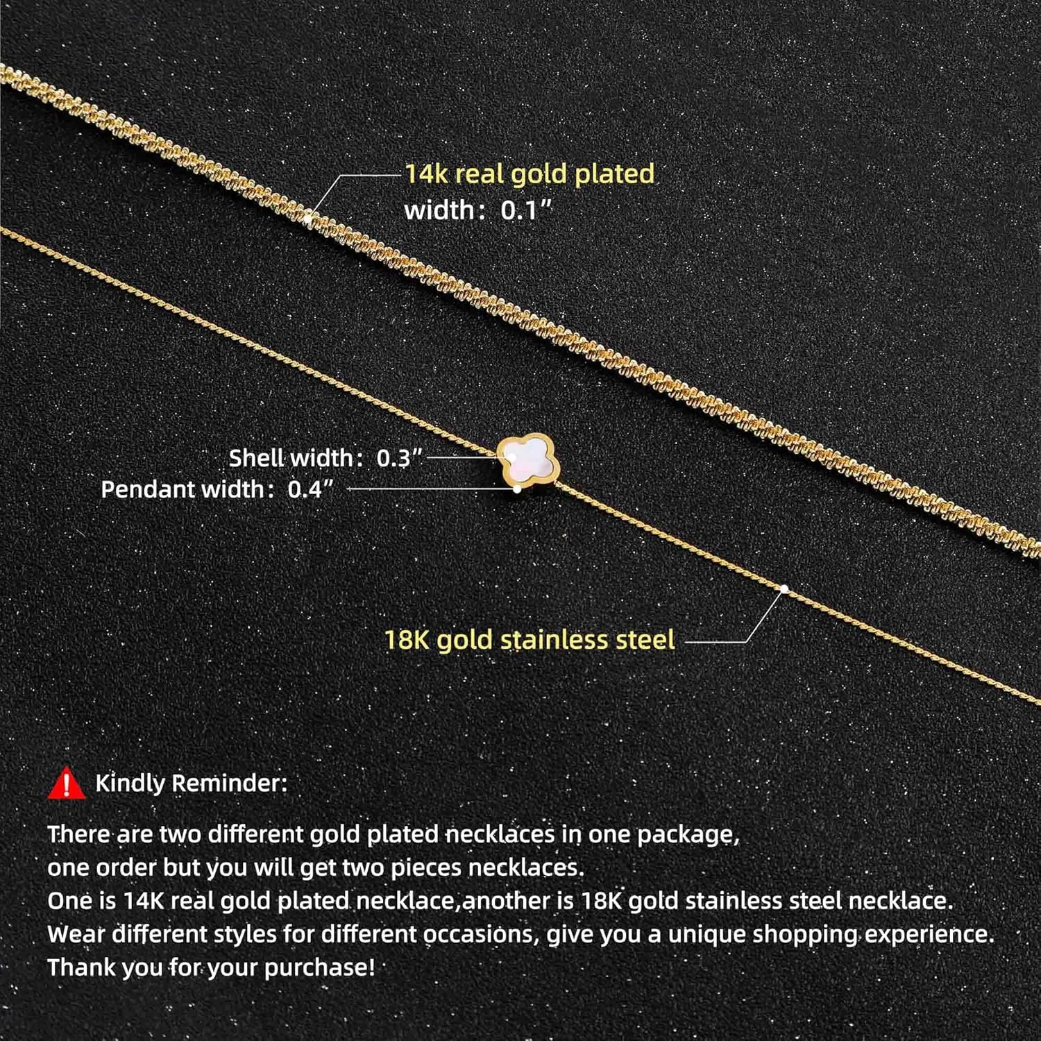 Gold Layered Necklace for Women Dainty 14K Clover Heart Butterfly Flower Small Pendant Choker Necklace, Fashion Jewelry for Women