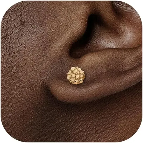 Gold Nugget Earrings for Men Aretes De Hombre De Oro 14k Gold Plated Stud Earrings for Men
