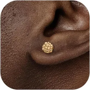 Gold Nugget Earrings for Men Aretes De Hombre De Oro 14k Gold Plated Stud Earrings for Men