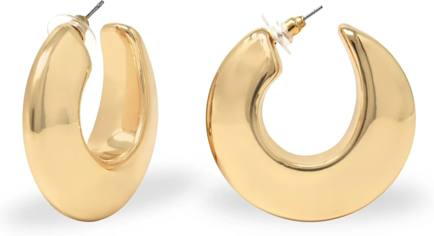 Gold Plated Chunky Hoop Earrings for Women  Lightweight Statement Fashion Hoops, Modern Classic Minimalist Design, Everyday & Gift Jewelry, Affordable Trendy Earrings