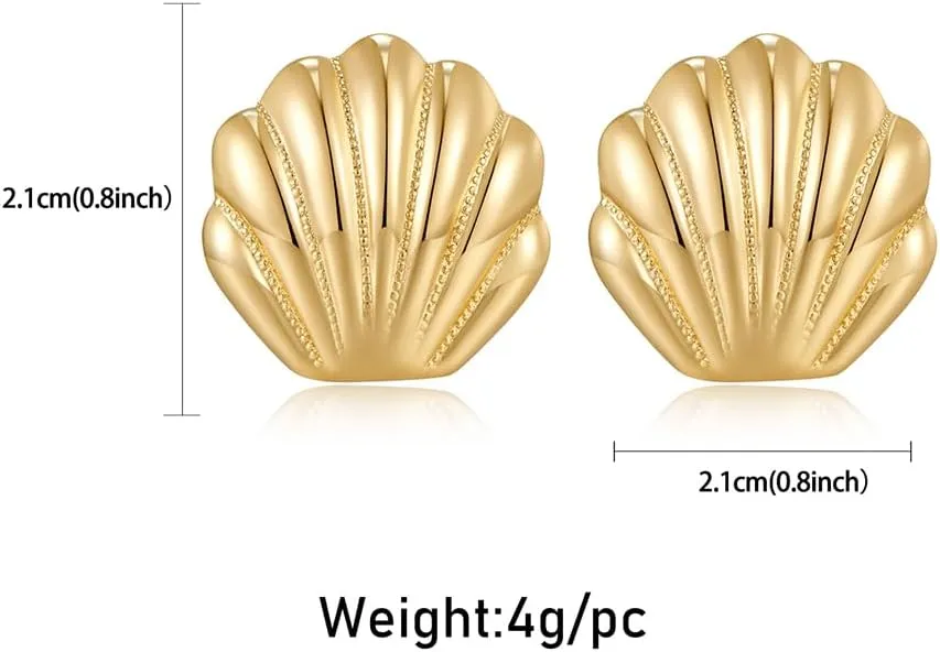 Gold Stud Earrings For Women Gold And Silver Lightweight Hypoallergenic Earrings Angel Wing Statement Earrings Geometric Shell Earrings