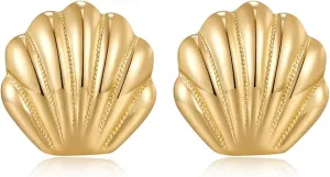 Gold Stud Earrings For Women Gold And Silver Lightweight Hypoallergenic Earrings Angel Wing Statement Earrings Geometric Shell Earrings