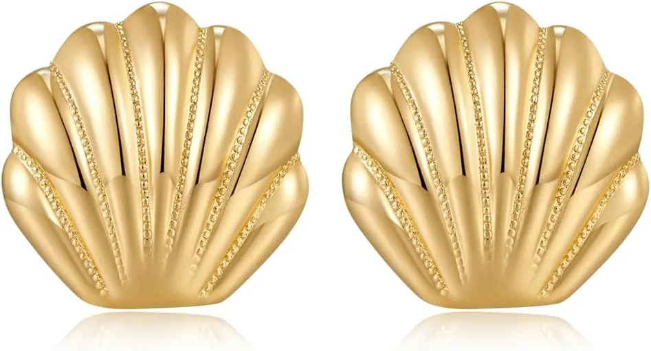 Gold Stud Earrings For Women Gold And Silver Lightweight Hypoallergenic Earrings Angel Wing Statement Earrings Geometric Shell Earrings
