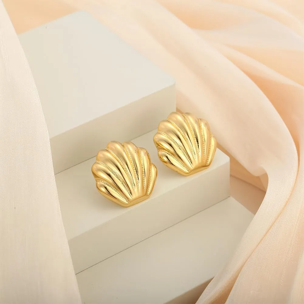 Gold Stud Earrings For Women Gold And Silver Lightweight Hypoallergenic Earrings Angel Wing Statement Earrings Geometric Shell Earrings