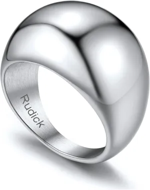 GOLDCHIC JEWELRY Chunky Dome Ring for Women, Stainless Steel Bold Stacking Croissant Statement Ring For Men (Size 7-12, Custom)