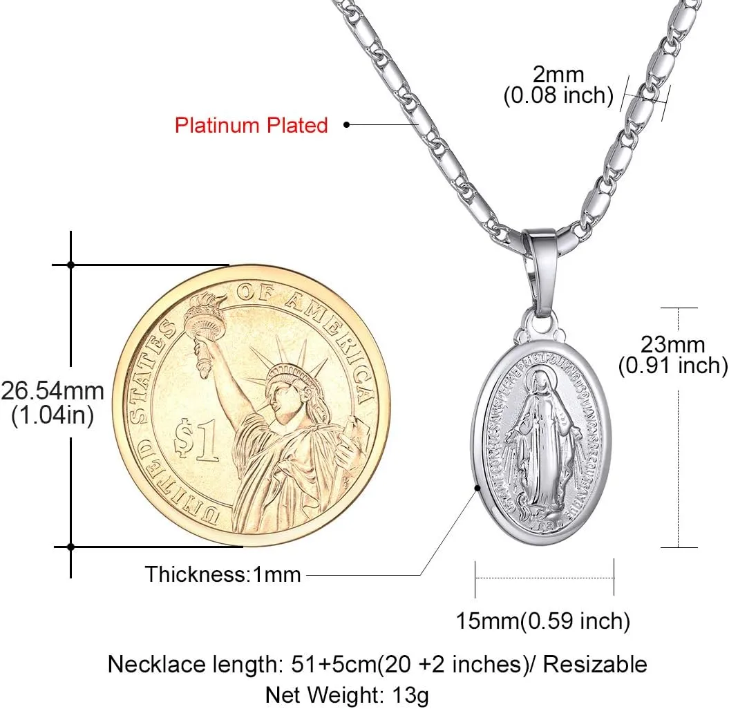 GOLDCHIC JEWELRY Cross INRI Crucifix Pendant Necklace, Virgin Mary Miraculous Medal Necklaces, Jesus Christain Jewelry