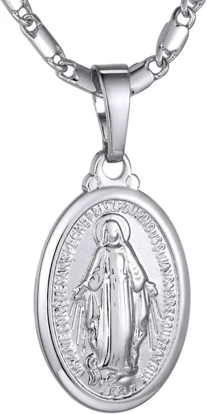 GOLDCHIC JEWELRY Cross INRI Crucifix Pendant Necklace, Virgin Mary Miraculous Medal Necklaces, Jesus Christain Jewelry
