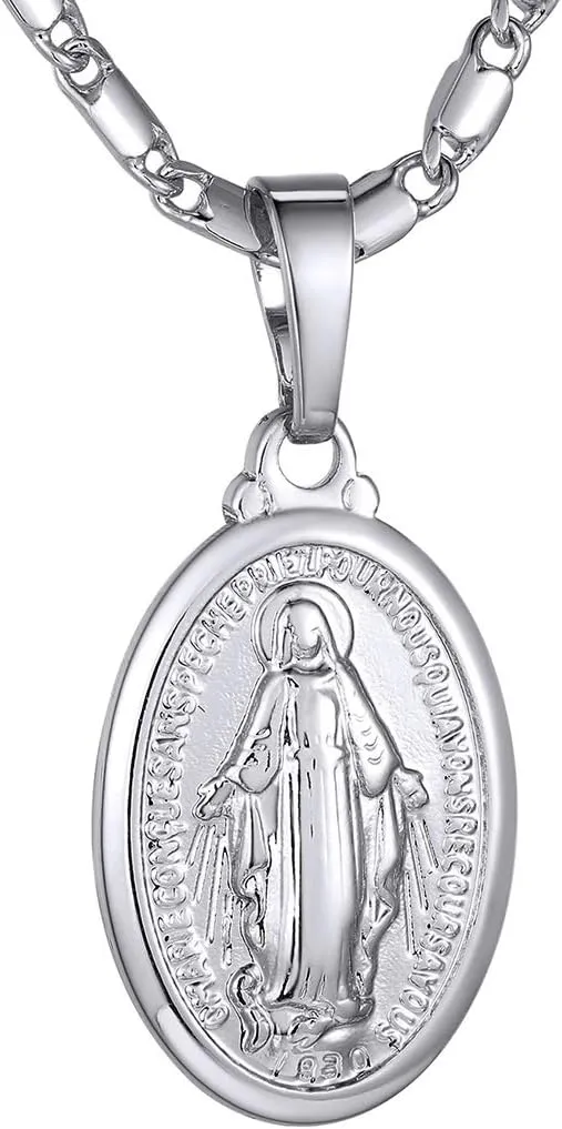 GOLDCHIC JEWELRY Cross INRI Crucifix Pendant Necklace, Virgin Mary Miraculous Medal Necklaces, Jesus Christain Jewelry
