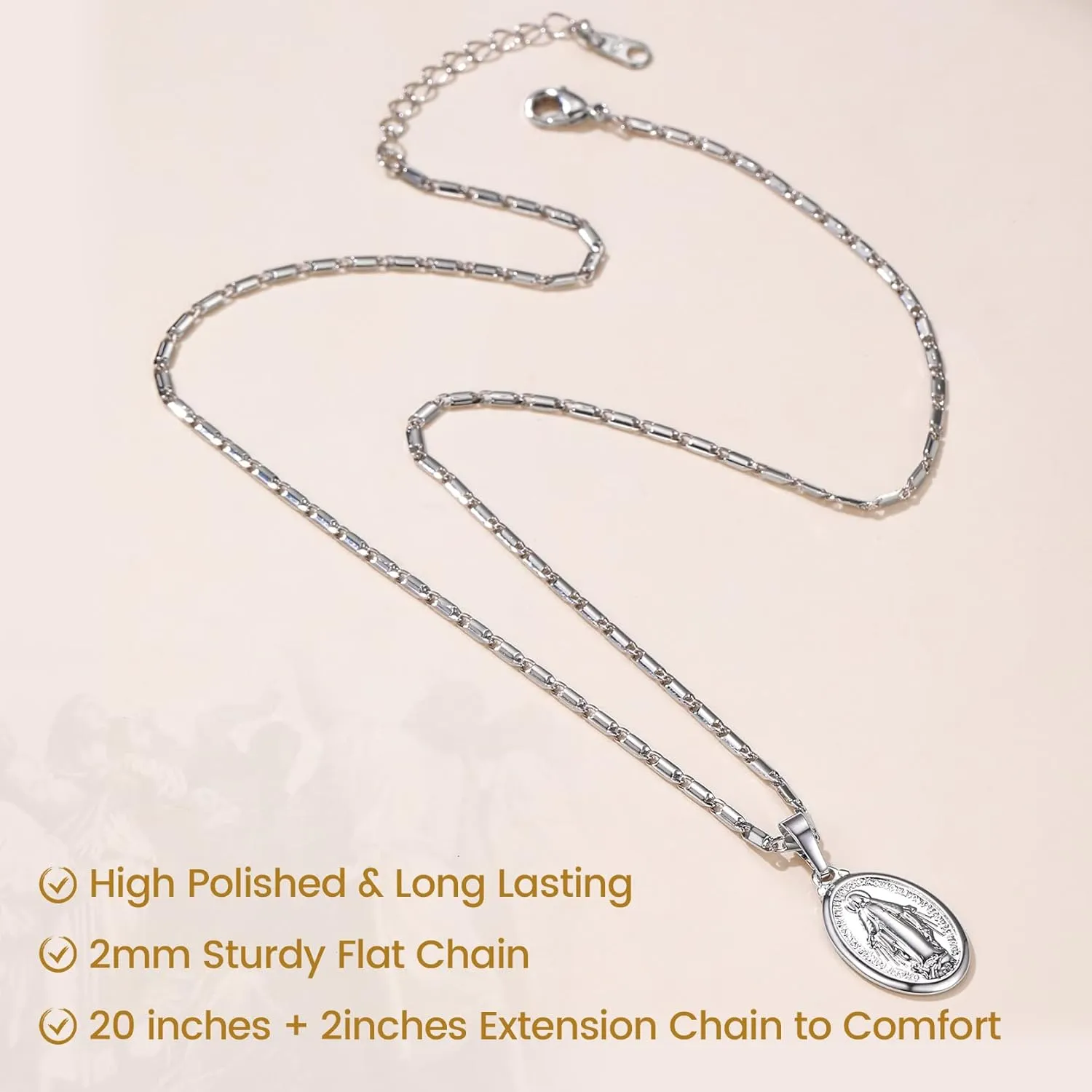 GOLDCHIC JEWELRY Cross INRI Crucifix Pendant Necklace, Virgin Mary Miraculous Medal Necklaces, Jesus Christain Jewelry