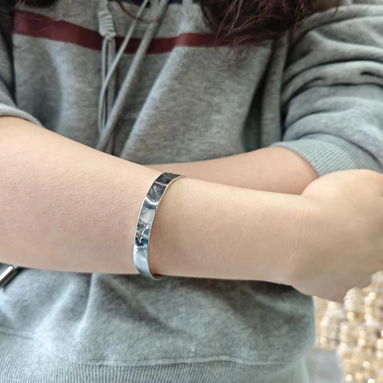 Gold/Silver Wide Hammered Textured Cuff Bangle Bracelets for Women