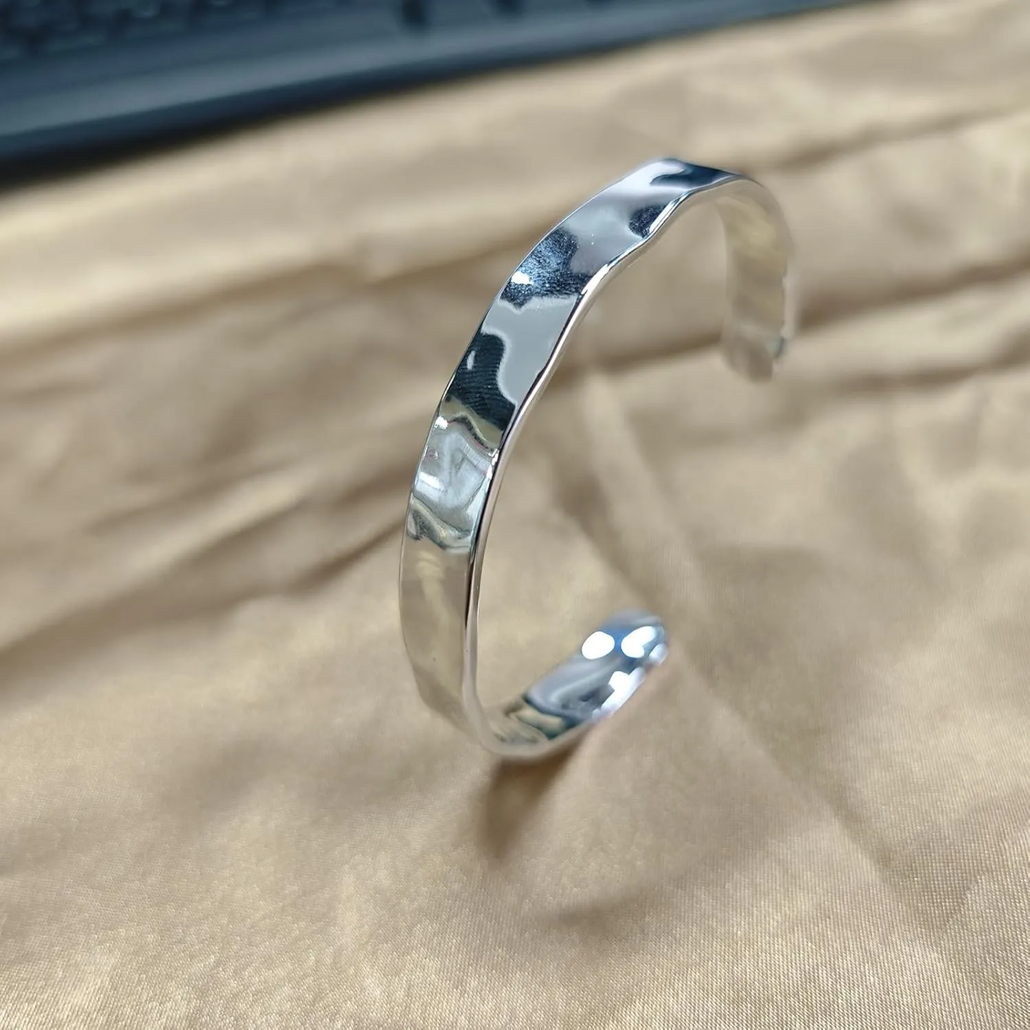 Gold/Silver Wide Hammered Textured Cuff Bangle Bracelets for Women