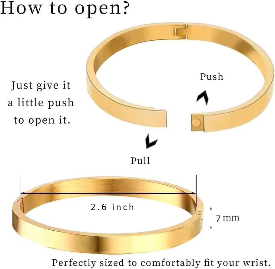 Gold/Silver/Black Bangle Bracelets for Women, 18K Gold Plated Oval Bangles Gold Bracelet for Women Trendy, Stackable Friendship Bracelets Love Bracelet Bangle Christmas Birthday Gifts