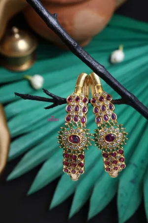 Goldtone Kemp Emerald Bangle Set of 2