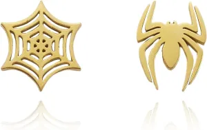 Gothic Spider Earrings for Women Minimalist Asymmetric Spider Web Spider Stud Earrings Punk Spider Web Cartilage Earrings Helix Piercing Earrings Halloween Jewelry Accessories
