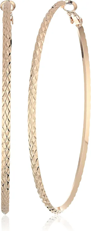 GUESS "Basic" Gold Large Diamond Cut Hoop Earrings