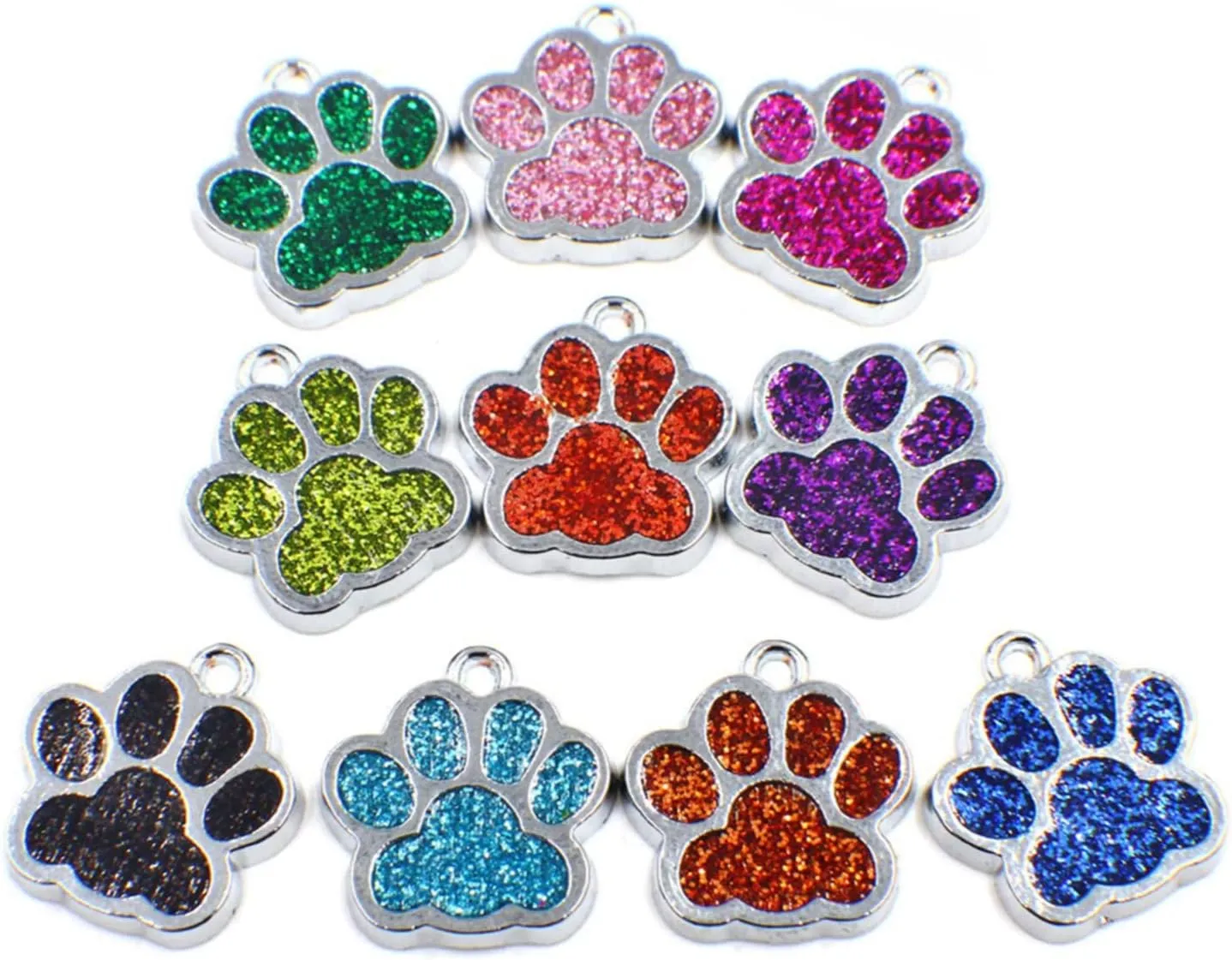 HAN SHENG 40 Pcs Animal Cat Dog Paw Chunk Charms Pendants Crystal Beads Jewelry Findings for DIY Jewelry Making Necklace Bracelet (Multicolor)