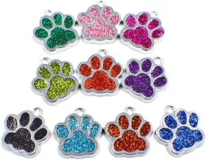 HAN SHENG 40 Pcs Animal Cat Dog Paw Chunk Charms Pendants Crystal Beads Jewelry Findings for DIY Jewelry Making Necklace Bracelet (Multicolor)