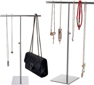 Handbag Purse Metal  , 2Pcs Bag Purse Metal Display Stand Tower Stand Adjustable Height for Bangles, Necklaces, Bracelets, Rings, Bag
