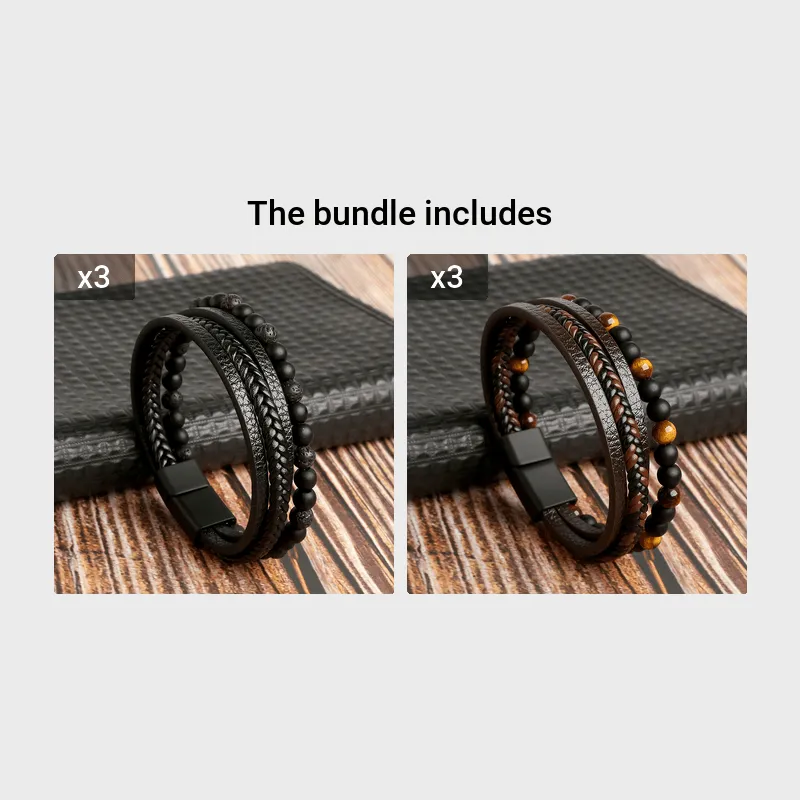 Handcrafted Tiger Eye Beaded Leather Bracelet  Punk Style