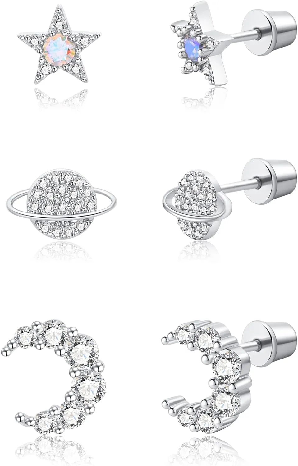 Hanreshe 3PCS Titanium Butterfly, Honeybee and Snake Stud Earrings Hypoallergenic Natural Zircon Butterfly, Honeybee and Snake Women Gift