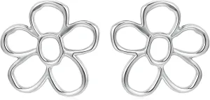 Hanreshe Summer Daisy Flower Stud Earring Hollowed Copper Silver Cute Stud Daisy Earring for Women