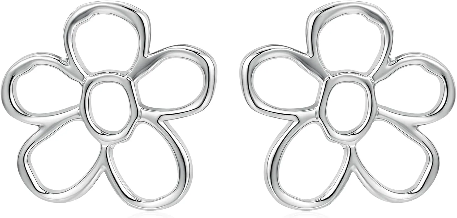 Hanreshe Summer Daisy Flower Stud Earring Hollowed Copper Silver Cute Stud Daisy Earring for Women