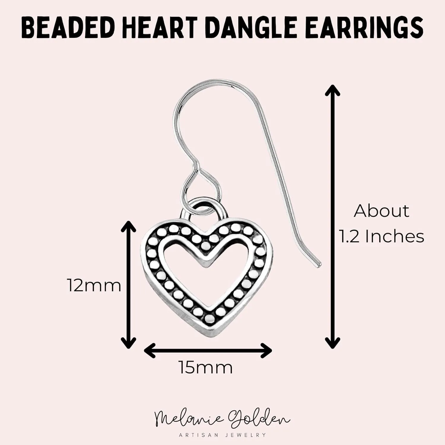 Heart Dangle Earrings | Love Drop Earrings for Women and Girls | Gift for Her | Valentines Jewelry | Multiple Styles Available (Small Beaded Heart Earrings)