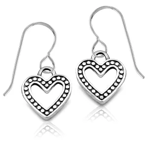Heart Dangle Earrings | Love Drop Earrings for Women and Girls | Gift for Her | Valentines Jewelry | Multiple Styles Available (Small Beaded Heart Earrings)