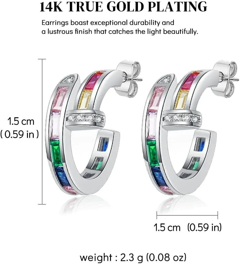 Hefanny Women Huggie Cubic Zirconia Gold Hoop Earrings Gold Ear Stud Cuff 14K Gold Filled Small Boho Beach Simple Delicate Handmade Hypoallergenic Jewelry Gift