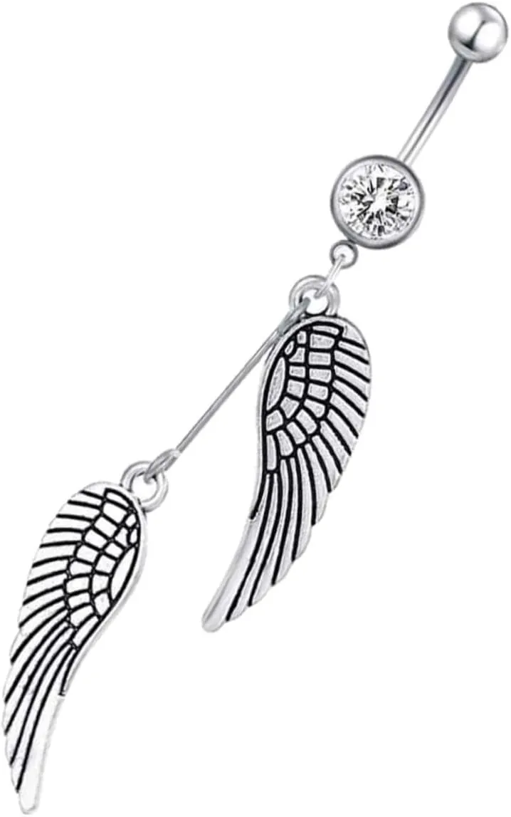 Hemoton Dainty Angel Wing Navel Ring Belly Jewelry Wing Charm Fashionable Belly Button Decor Summer Must-have