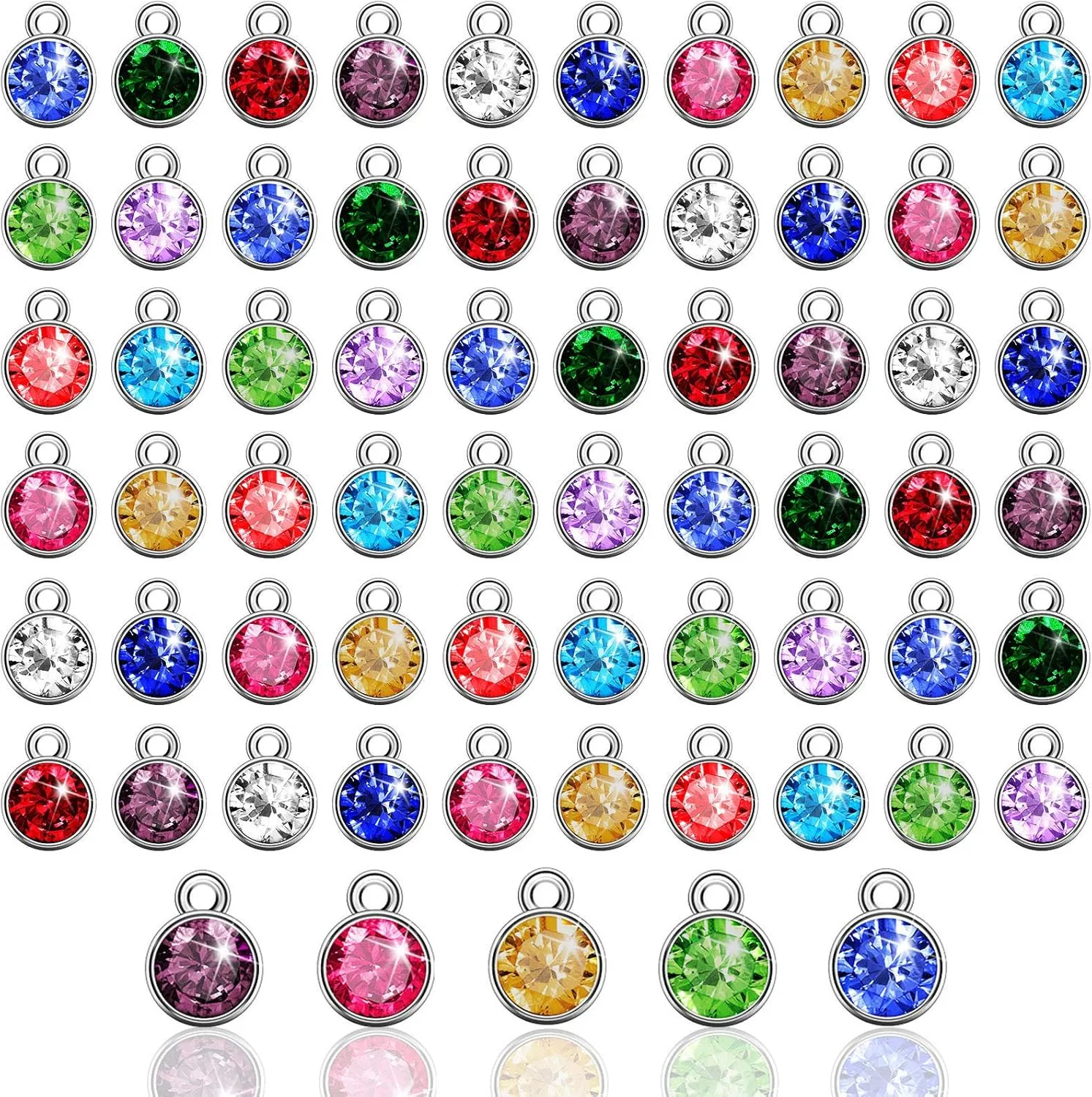 Hicarer 72 Pcs Crystal Birthstone Charms DIY Beads Pendant Crystal Charm for Jewelry Necklace Bracelet Earring Making, 7 mm