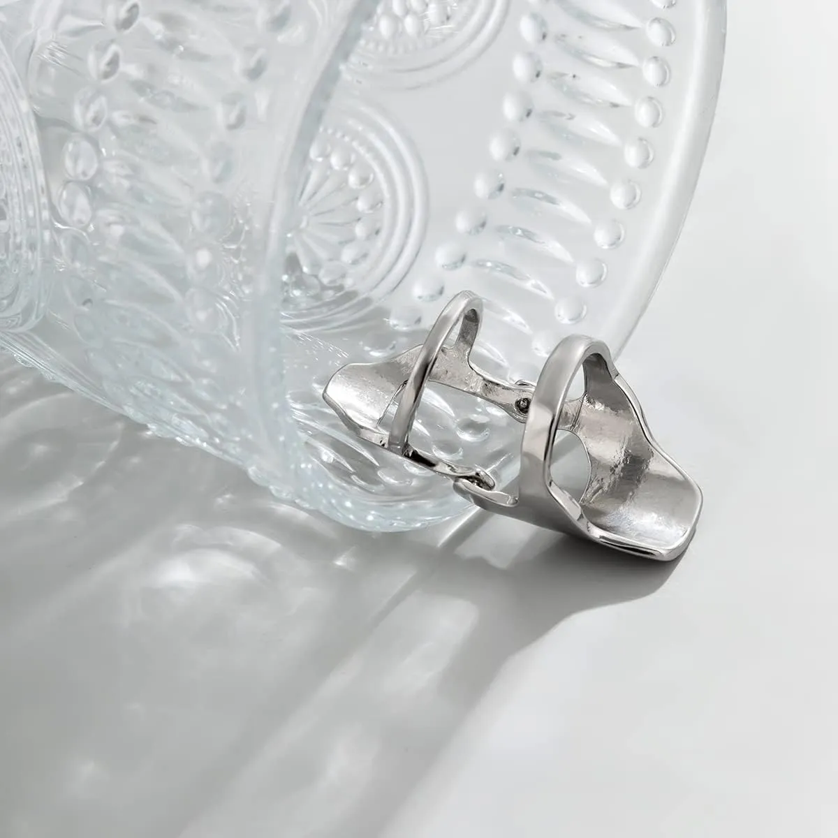 Hollow Knuckle Joint Finger Activity Ring.Silver Double Loop Rings Gothic Hinged Rings Punk Jewelry Halloween Gifts for Women