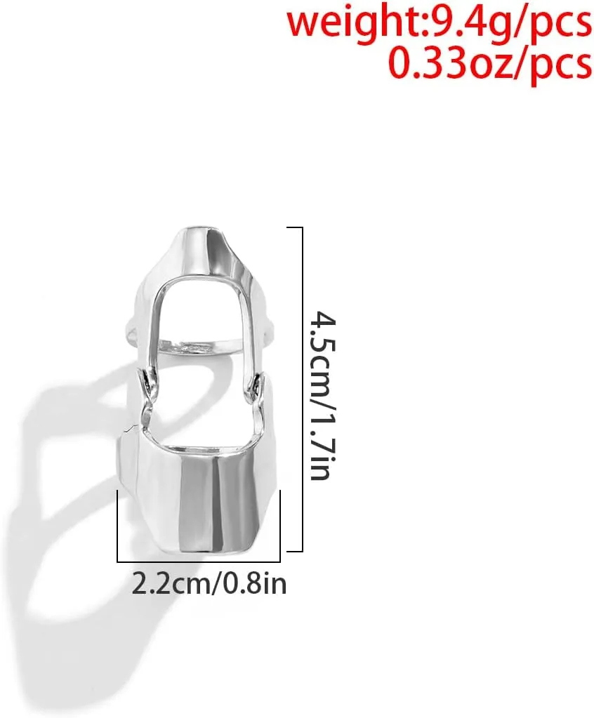 Hollow Knuckle Joint Finger Activity Ring.Silver Double Loop Rings Gothic Hinged Rings Punk Jewelry Halloween Gifts for Women