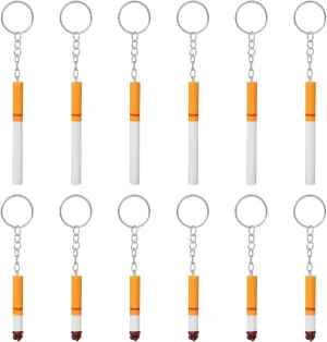 Honbay 12PCS Funny 3D Resin Cigarette Keychains Lifelike Artificial Cigarette Butt Smoking Pendants Keyrings Key Fob Car Key Holder Bag Handbag Backpack Hanging Ornament Decoration Party Favors