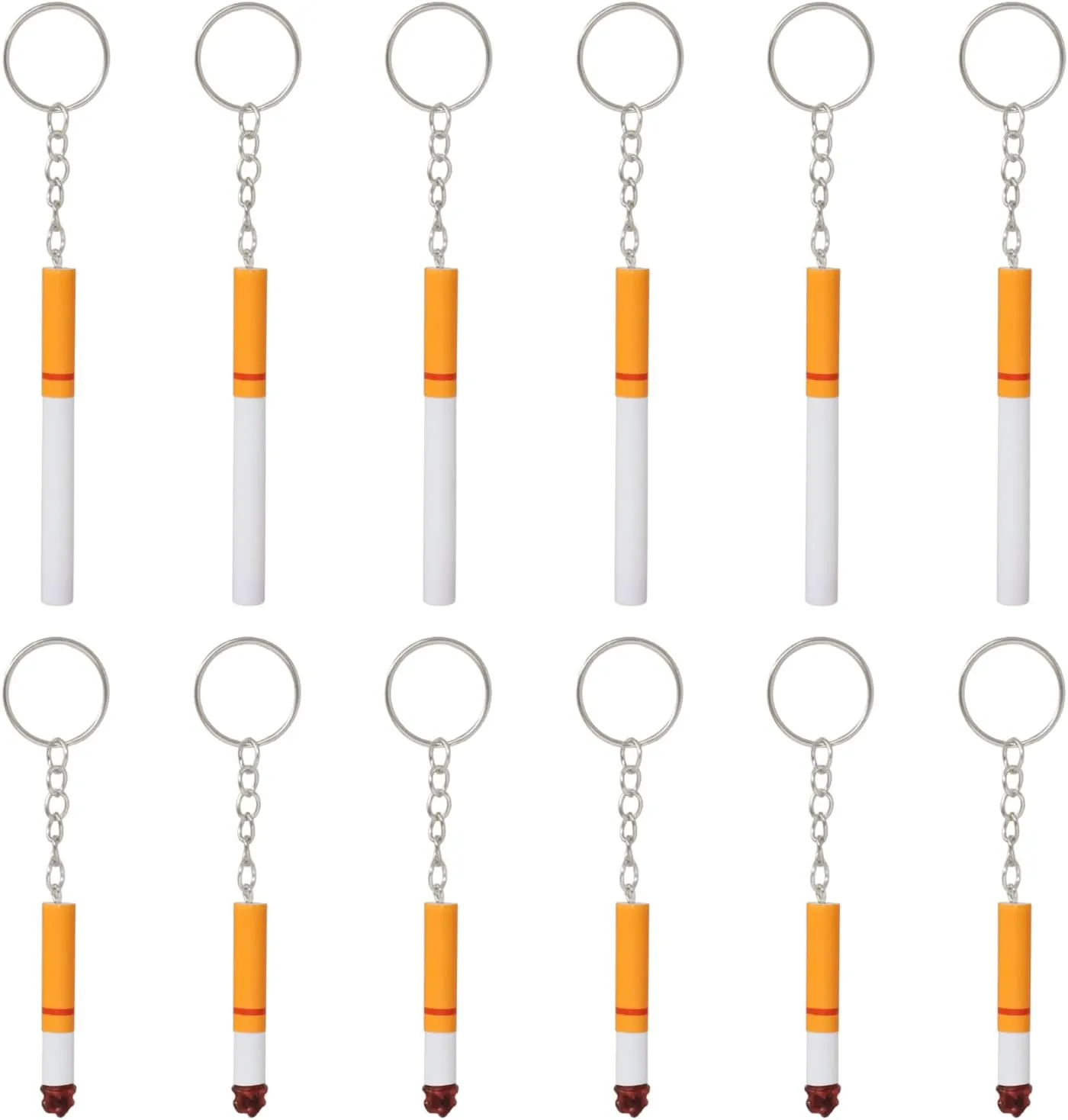 Honbay 12PCS Funny 3D Resin Cigarette Keychains Lifelike Artificial Cigarette Butt Smoking Pendants Keyrings Key Fob Car Key Holder Bag Handbag Backpack Hanging Ornament Decoration Party Favors
