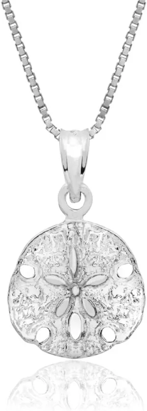 Honolulu Jewelry Company Sterling Silver Sand Dollar Beach Sea Star Necklace Pendant with 18" Box Chain