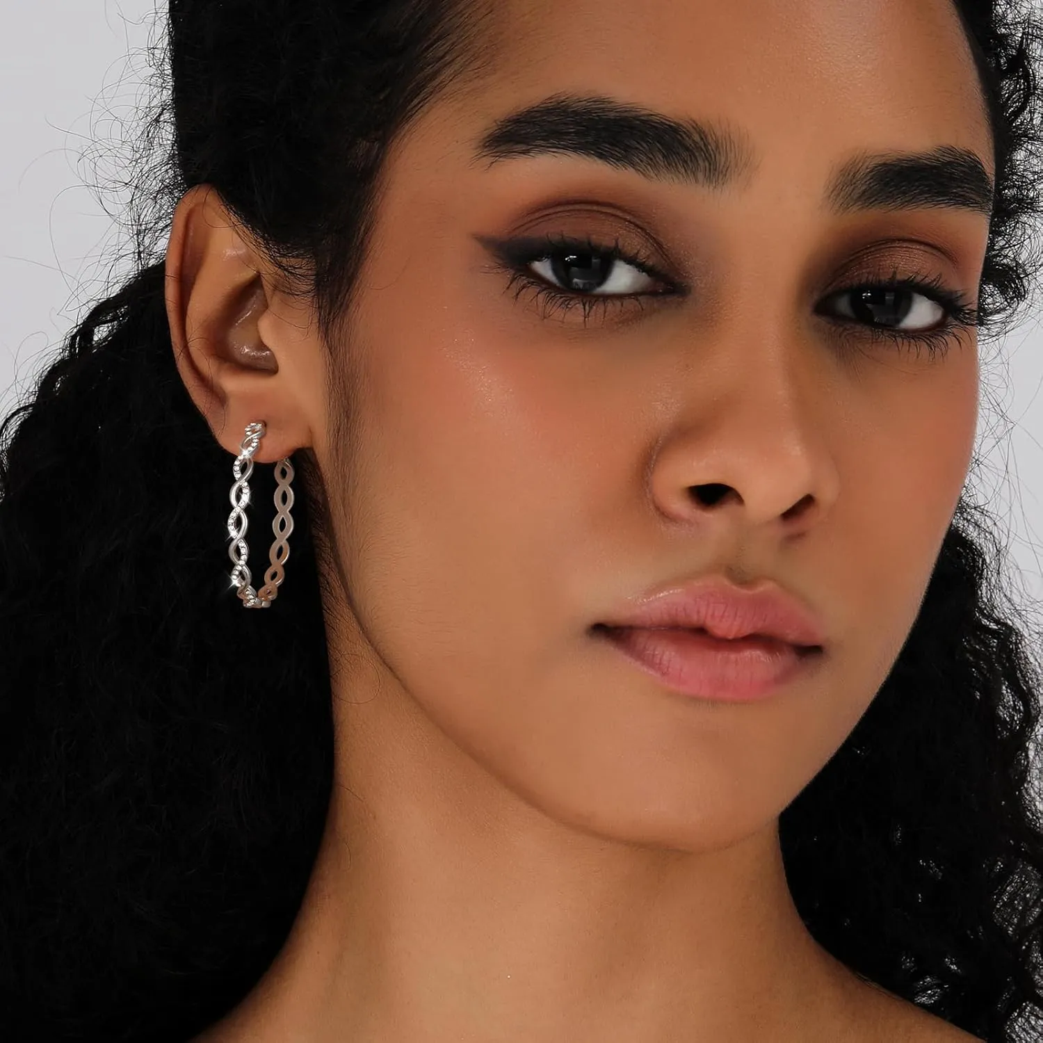 Hoop Earrings for Women 925 Sterling Silver Earrings Hypoallergenic 14K Gold Plated Earrings Chunky Hoops Earring Huggie Hoop Earrings Rhinestone Earring Jewelry Gifts for Women (20/30/40/50/60MM)