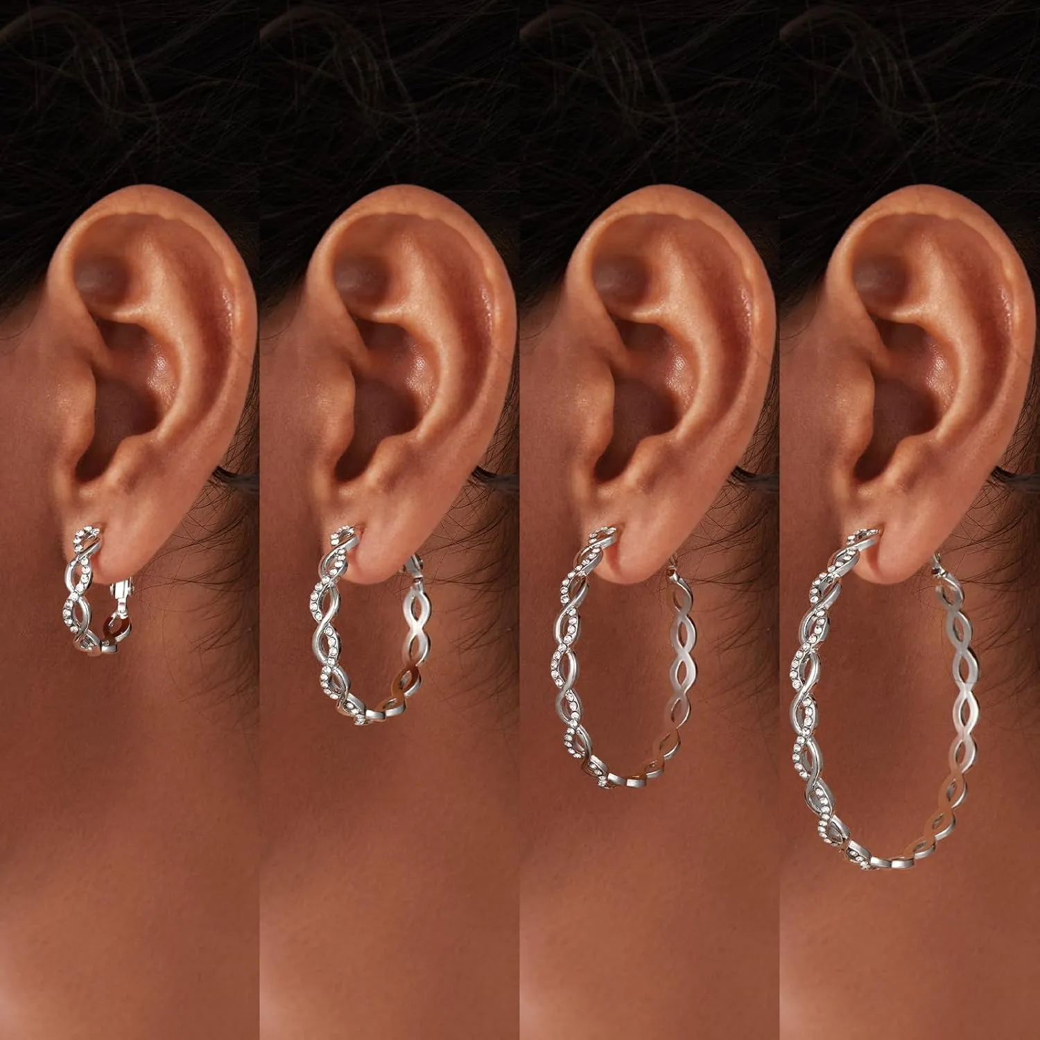 Hoop Earrings for Women 925 Sterling Silver Earrings Hypoallergenic 14K Gold Plated Earrings Chunky Hoops Earring Huggie Hoop Earrings Rhinestone Earring Jewelry Gifts for Women (20/30/40/50/60MM)