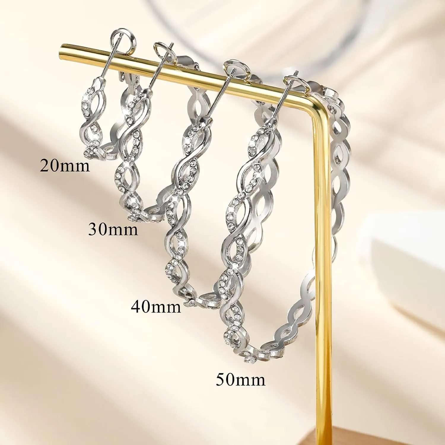 Hoop Earrings for Women 925 Sterling Silver Earrings Hypoallergenic 14K Gold Plated Earrings Chunky Hoops Earring Huggie Hoop Earrings Rhinestone Earring Jewelry Gifts for Women (20/30/40/50/60MM)