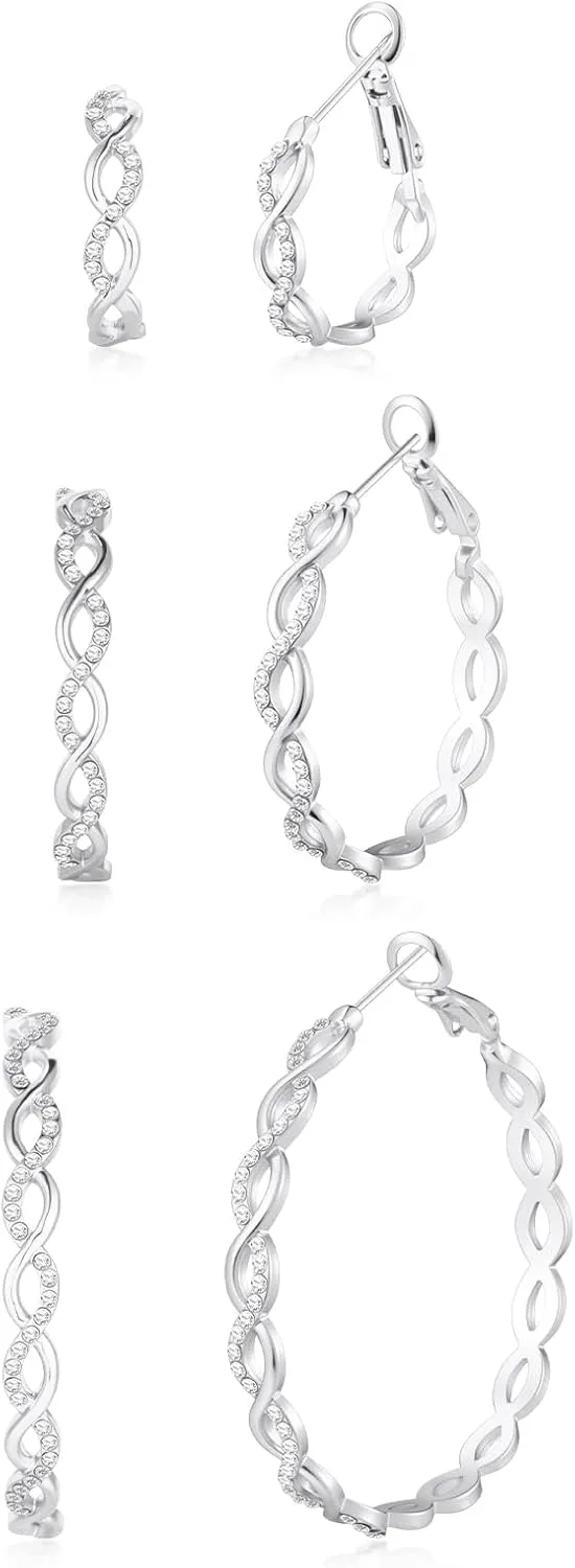 Hoop Earrings for Women 925 Sterling Silver Earrings Hypoallergenic 14K Gold Plated Earrings Chunky Hoops Earring Huggie Hoop Earrings Rhinestone Earring Jewelry Gifts for Women (20/30/40/50/60MM)